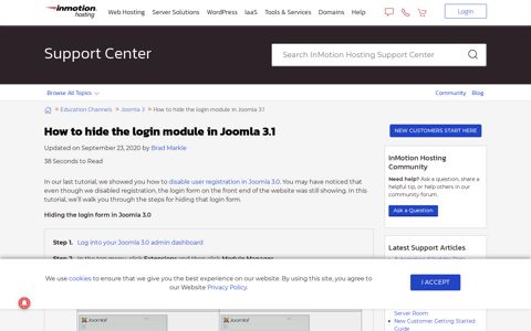 How to hide the login module in Joomla 3.1 | InMotion Hosting