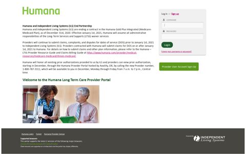 Welcome to the Humana Long Term Care Provider Portal