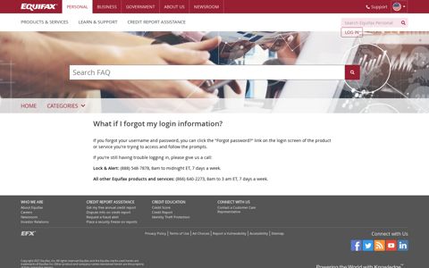 What to Do If You Forget Your Login Information | Equifax®