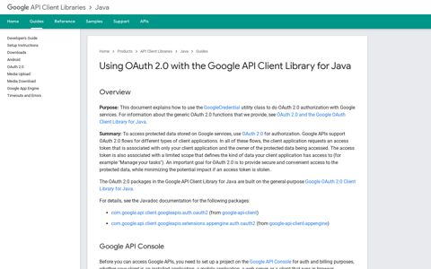 Using OAuth 2.0 with the Google API Client Library for Java