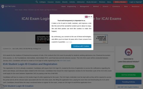ICAI Exam Login 2020: Student Login Page for ICAI Exams