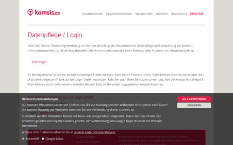 Datenpflege/Login - KomSIS