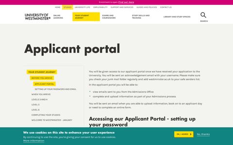 Applicant portal | University of Westminster, London