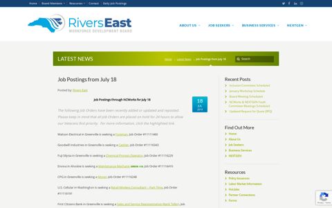 Job Postings from July 18 – Rivers East Workforce ...