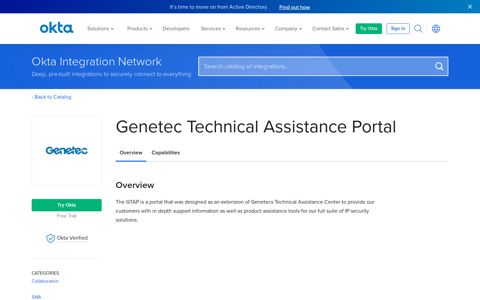 Genetec Technical Assistance Portal | Okta