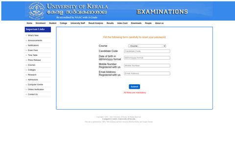 Forgot Password? - University of Kerala