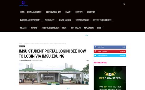 IMSU Student Portal Login| See How to Login via imsu.edu.ng ...