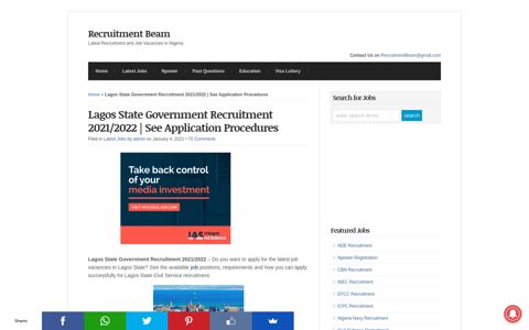 Lagos State Government Recruitment 2020/2021 | See ...