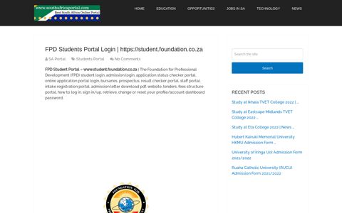 FPD Students Portal Login | https://student.foundation.co.za ...