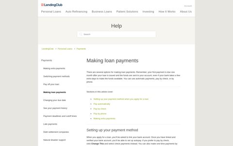 Making loan payments – LendingClub
