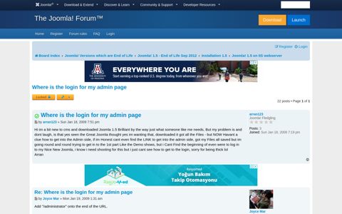 Where is the login for my admin page - Joomla! Forum ...