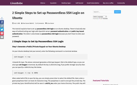 2 Simple Steps to Set up Passwordless SSH Login on Ubuntu