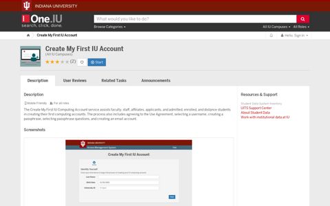 Create My First IU Account | All IU Campuses | One.IU