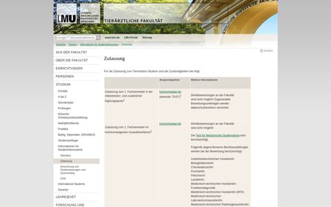Zulassung - Tierärztliche Fakultät - LMU München