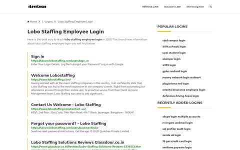 Lobo Staffing Employee Login ❤️ One Click Access - iLoveLogin
