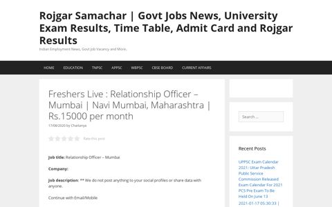 Freshers Live : Relationship Officer – Mumbai | Navi Mumbai ...