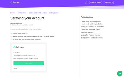 Linktree account verification : Linktree
