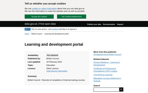 Learning and development portal - data.gov.uk