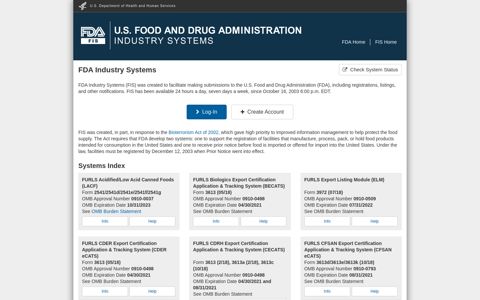 FDA Industry Systems