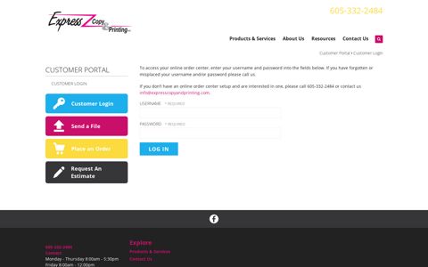 Customer Portal : Customer Login - Express Copy & Printing
