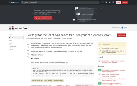 How to get an text list of login names for a user group of a ...