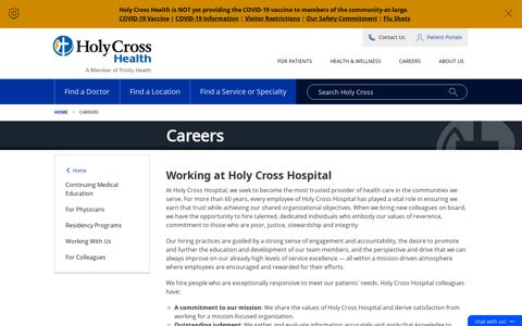 Careers | Holy Cross Health - Holy Cross Hospital