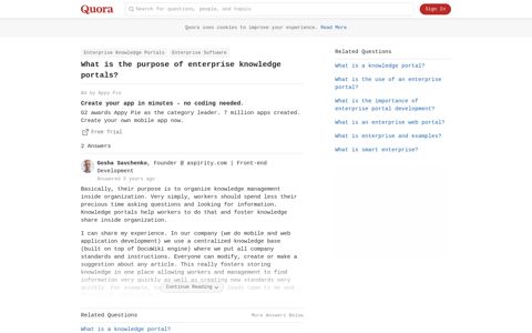 What is the purpose of enterprise knowledge portals? - Quora