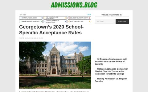 Georgetown's 2020 School-Specific Acceptance Rates ...