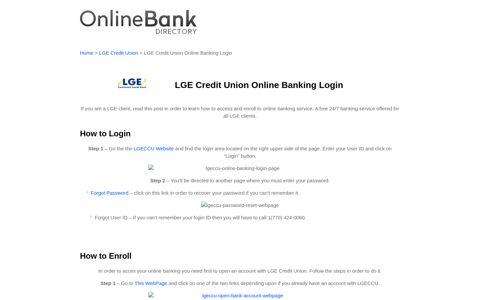 LGE Credit Union Online Banking Login - Online Bank Directory