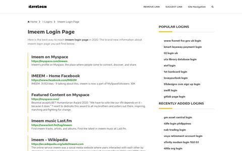 Imeem Login Page ❤️ One Click Access - iLoveLogin