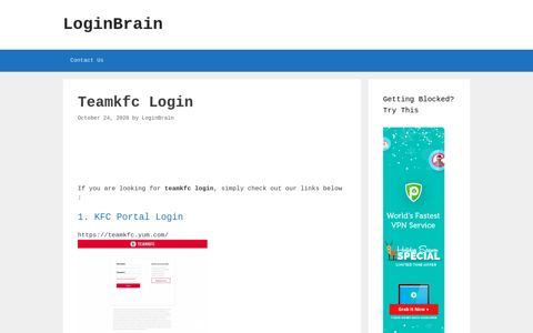 Teamkfc - Kfc Portal Login - LoginBrain