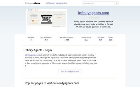 Infinityagents.com website. Infinity Agents - Login.