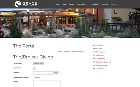 Trip/Project Giving - The Portal | Grace Baptist