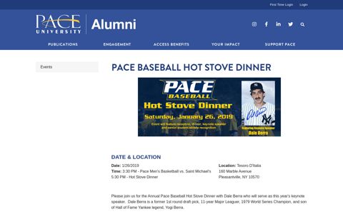 Pace Baseball Hot Stove ... - Pace University Alumni Network