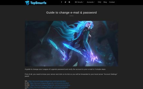 Guide to change e-mail & password - Buy League of Legends ...