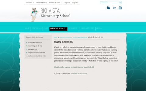 Student Web Resources / Hello ID Sign-In (K-5th)