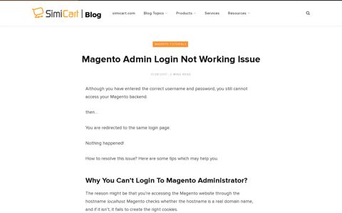 Magento Admin Login Not Working Issue - SimiCart