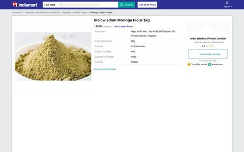 Indicwisdom Moringa Flour 1kg, Rs 600 /kilogram Indic ...