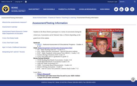 Assessment/Testing Information - Boise School District