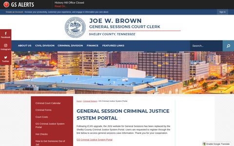 General Session Criminal Justice System Portal - Shelby County