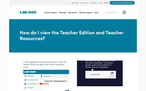How do I view the Teacher Edition and Teacher ... - Lab Aids