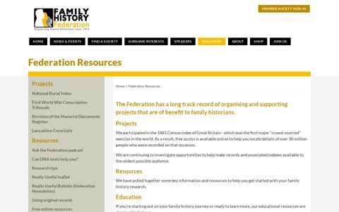 Federation Resources | Family History Federation