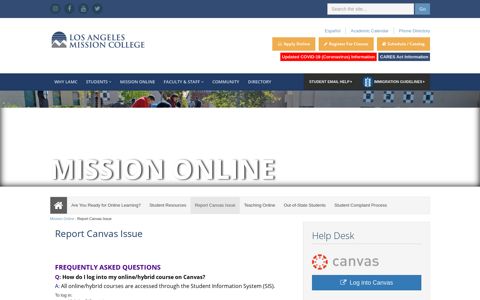Report Canvas Issue - Los Angeles Mission College