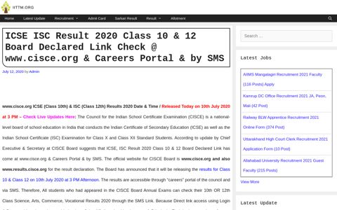 ICSE ISC Result 2020 Class 10 & 12 Board Announced Link ...