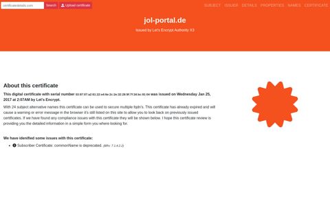 jol-portal.de with 24 alternative names - Certificate details