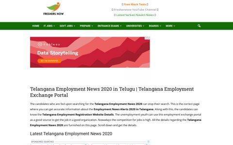 Telangana Employment News 2020 in Telugu | Telangana ...