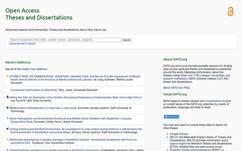 Open Access Theses and Dissertations: OATD
