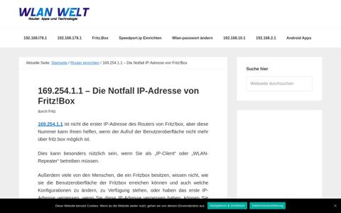 169.254.1.1 – Die Notfall IP-Adresse von Fritz!Box