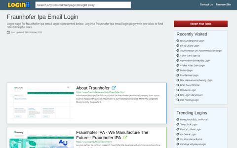 Fraunhofer Ipa Email Login - Loginii.com
