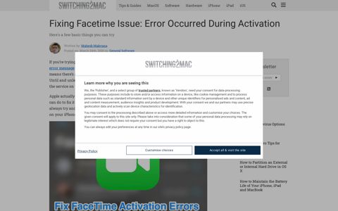 Fixing Facetime Issue: Error Occurred During Activation
